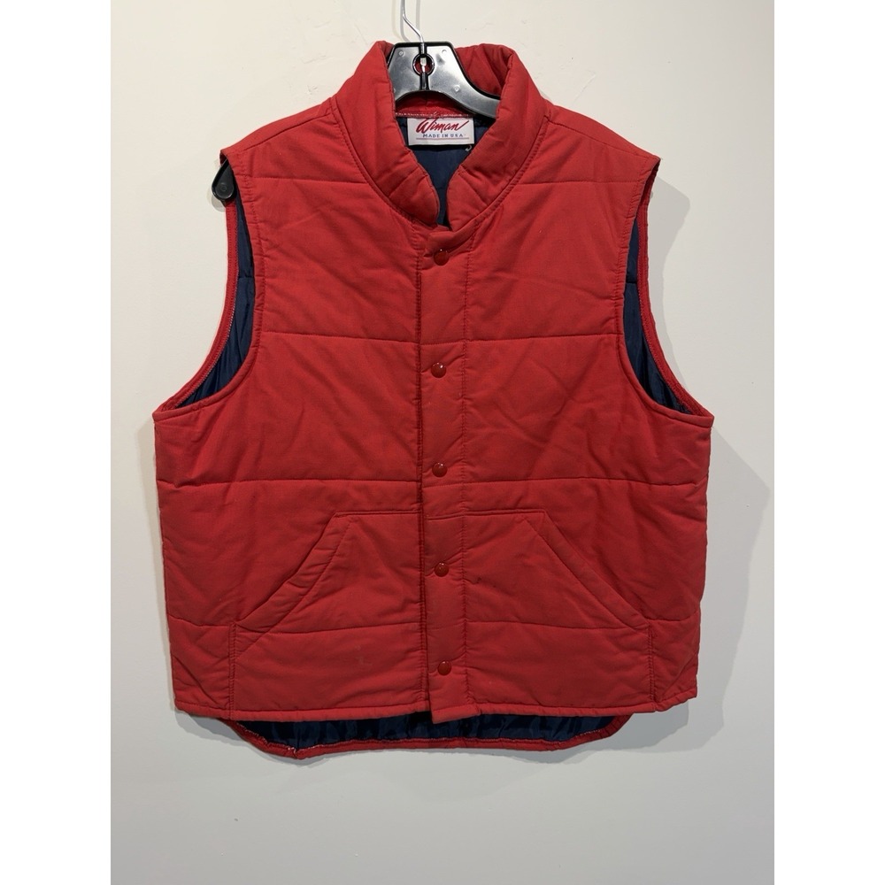 Vintage 80s Wiman Red Vest Puffer Size L 3M Thinsulate Made In USA Winter Grunge